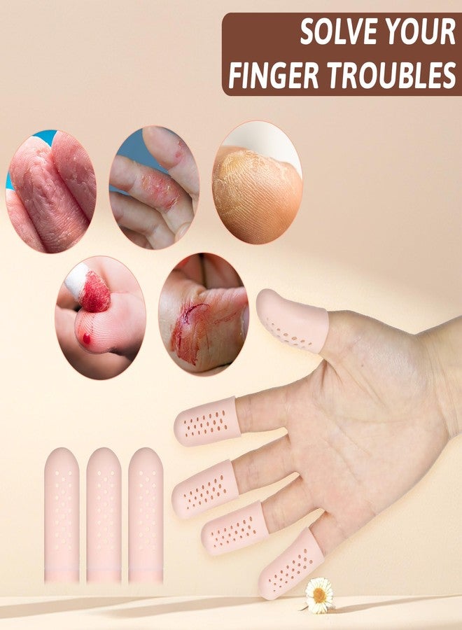 Gtziqa 12 Pcs Gel Finger Cots with Air Holes, Breathable Silicone Finger Protectors Fingers Gloves Covers Bandages Thumb Nail Tips Protector Caps for Wound Healing Cracking Arthritis Toe Fingers Pain Relief - Image 5